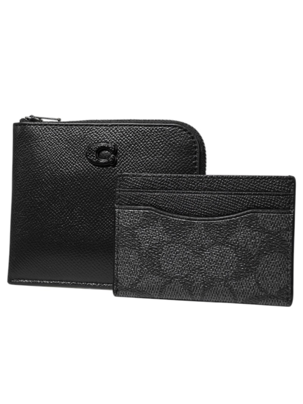 Coach Mens 3-In-1 L-Zip Wallet With Signature Canvas Black Charcoal